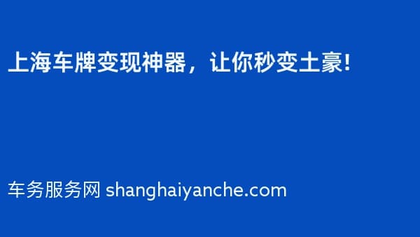 2026年上海车牌变现神器,让你秒变土豪!