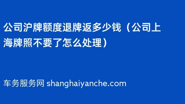 公司沪牌额度退牌返多少钱（公司上海牌照不要了怎么处理）