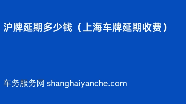 沪牌延期多少钱（上海车牌延期收费）
