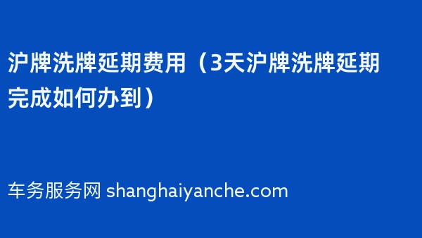 沪牌洗牌延期费用（3天沪牌洗牌延期完成如何办到）