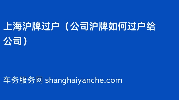 上海沪牌过户（公司沪牌如何过户给公司）