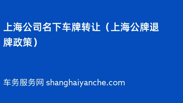 上海公司名下车牌转让（上海公牌退牌政策）