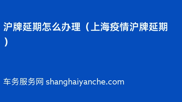 沪牌延期怎么办理（上海疫情沪牌延期）