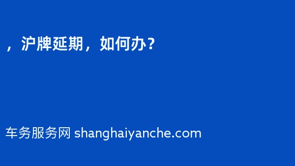 2024年，沪牌延期，如何办？