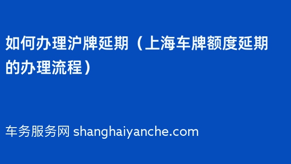 2024年如何办理沪牌延期（上海车牌额度延期的办理流程）