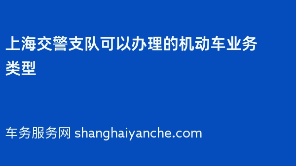 上海交警支队可以办理的机动车业务类型