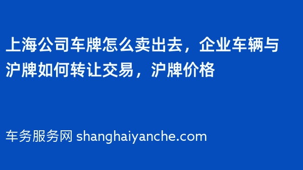 上海公司车牌怎么卖出去，企业车辆与沪牌如何转让交易，沪牌价格