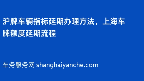 沪牌车辆指标延期办理方法，上海车牌额度延期流程