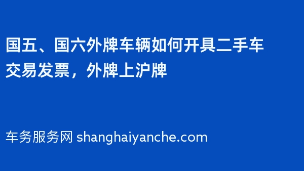 国五、国六外牌车辆如何开具二手车交易发票，外牌上沪牌