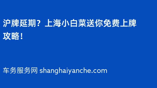 沪牌延期？上海小白菜送你免费上牌攻略！