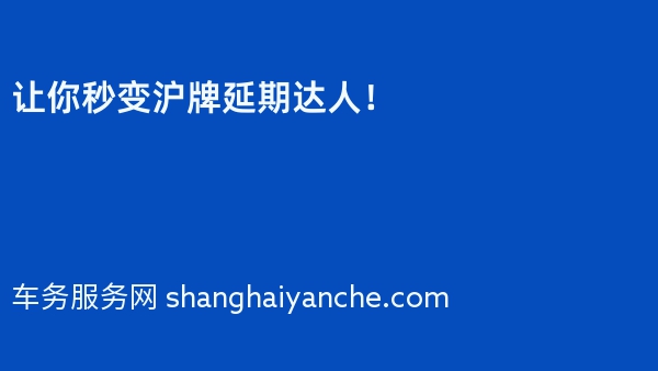 让你秒变沪牌延期达人！