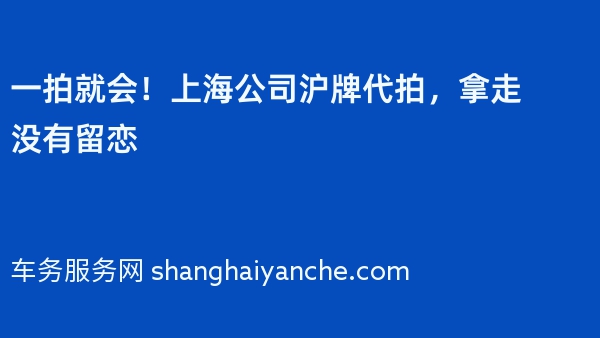 一拍就会！上海公司沪牌代拍，拿走没有留恋