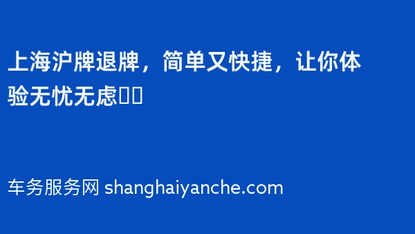 上海沪牌退牌，简单又快捷，让你体验无忧无虑❗️