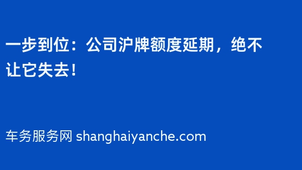 一步到位：公司沪牌额度延期，绝不让它失去！