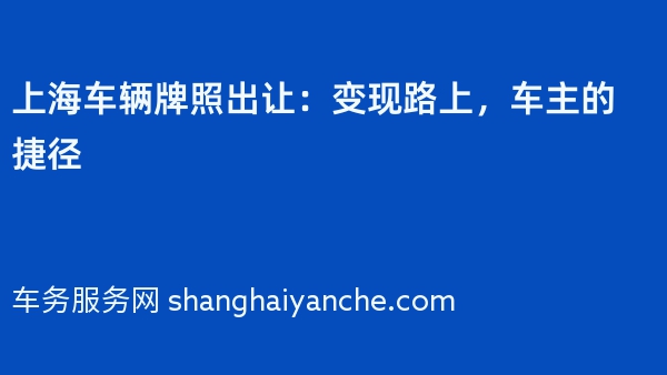 上海车辆牌照出让：变现路上，车主的捷径