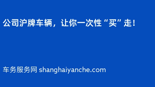 公司沪牌车辆，让你一次性“买”走！