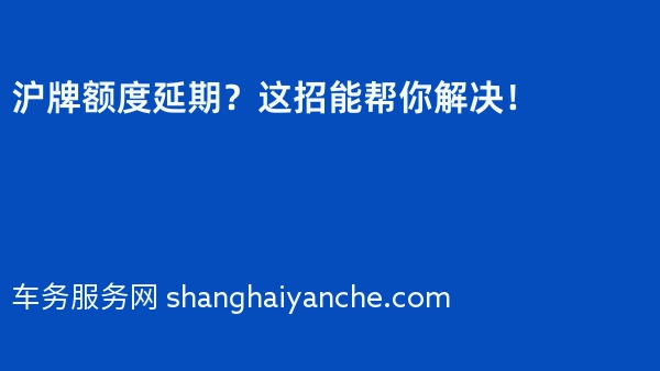 沪牌额度延期？这招能帮你解决！