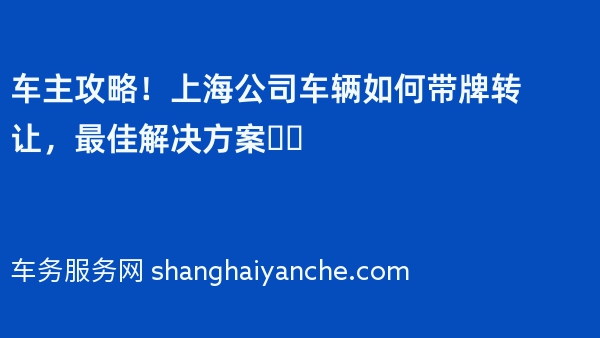 车主攻略！上海公司车辆如何带牌转让，最佳解决方案❗️