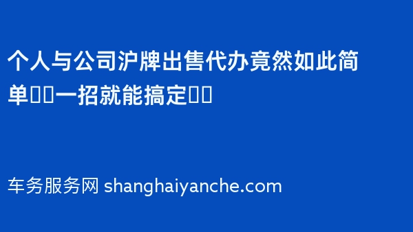 个人与公司沪牌出售代办竟然如此简单❗️一招就能搞定❗️