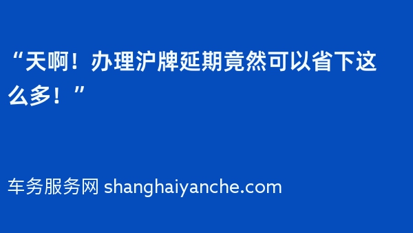“天啊！办理沪牌延期竟然可以省下这么多！”