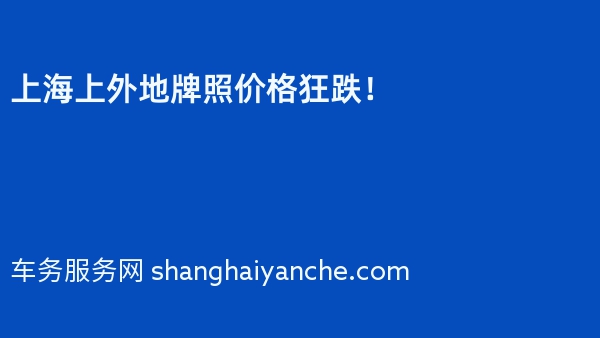 上海上外地牌照价格狂跌！