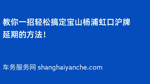教你一招轻松搞定宝山杨浦虹口沪牌延期的方法！