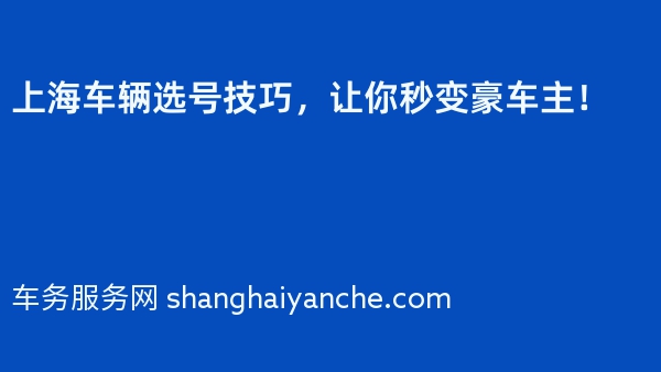 上海车辆选号技巧，让你秒变豪车主！