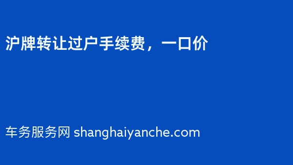 2024年沪牌转让过户手续费，一口价