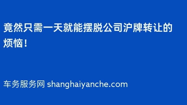 竟然只需一天就能摆脱公司沪牌转让的烦恼！