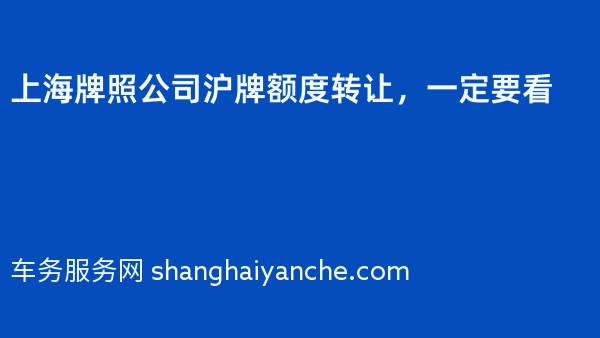 2024年上海牌照公司沪牌额度转让，一定要看