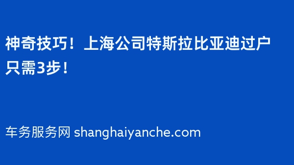 神奇技巧！上海公司特斯拉比亚迪过户只需3步！