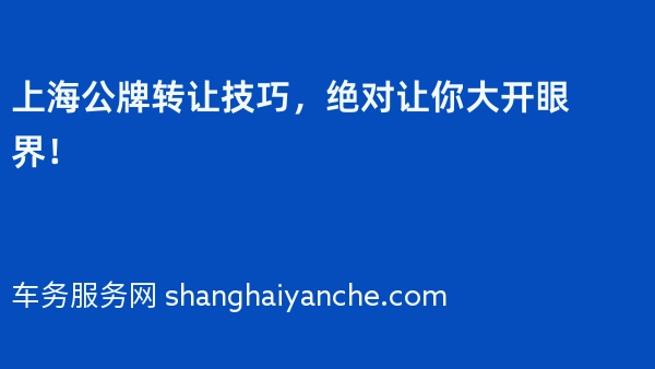 上海公牌转让技巧，绝对让你大开眼界！