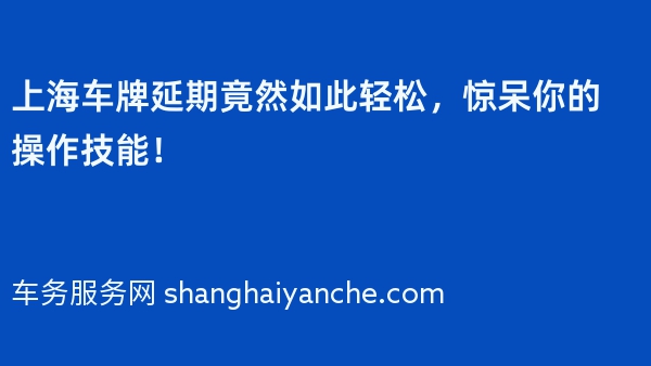 2024年上海车牌延期竟然如此轻松，惊呆你的操作技能！