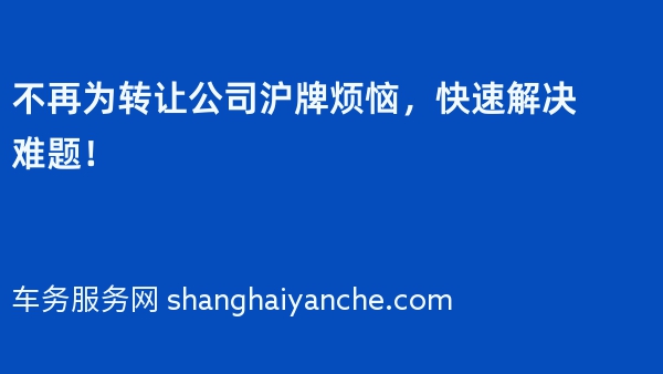 不再为转让公司沪牌烦恼，快速解决难题！