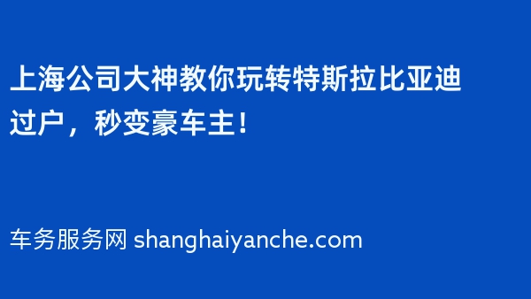 上海公司大神教你玩转特斯拉比亚迪过户，秒变豪车主！