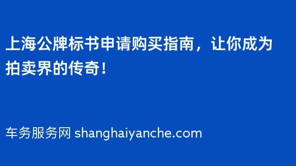 上海公牌标书申请购买指南，让你成为拍卖界的传奇！