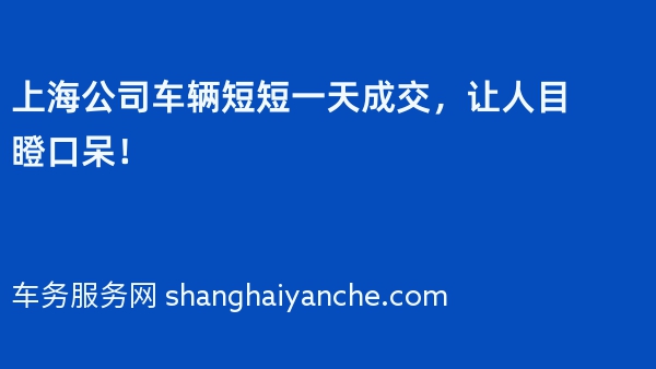 上海公司车辆短短一天成交，让人目瞪口呆！