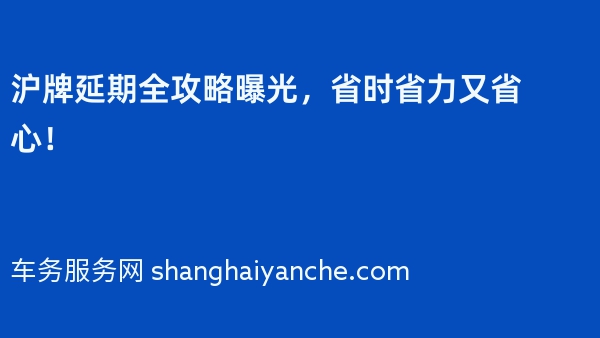 沪牌延期全攻略曝光，省时省力又省心！