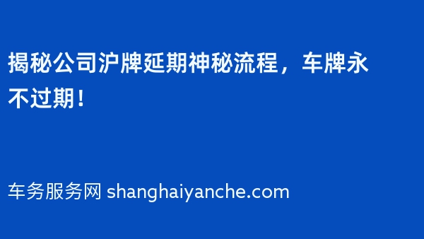 揭秘公司沪牌延期神秘流程，车牌永不过期！