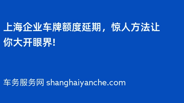 上海企业车牌额度延期，惊人方法让你大开眼界!