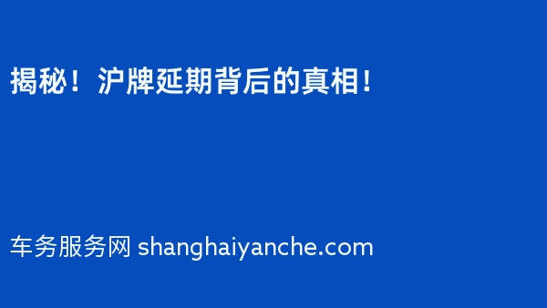 揭秘！2024年沪牌延期背后的真相！