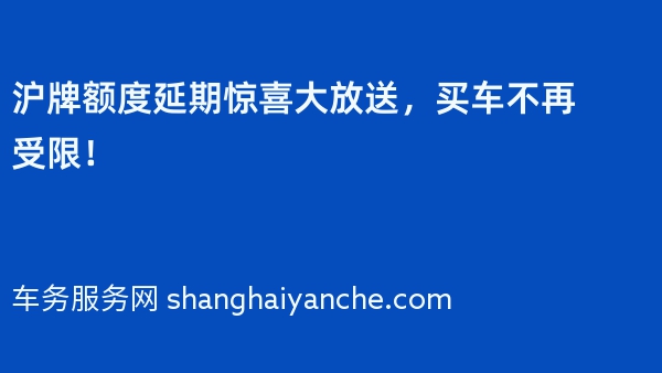 2024年沪牌额度延期惊喜大放送，买车不再受限！