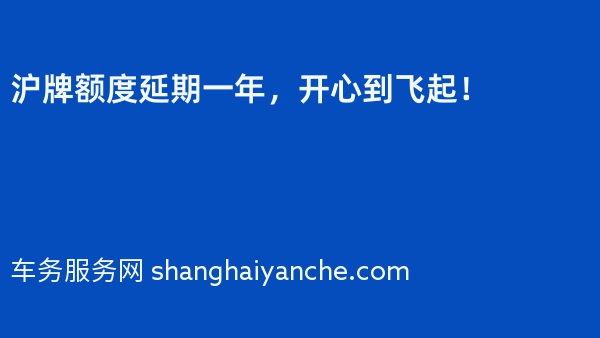 沪牌额度延期一年，开心到飞起！
