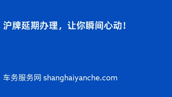 2024年沪牌延期办理，让你瞬间心动！