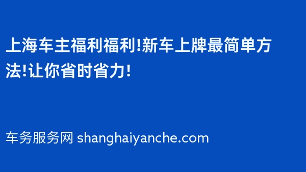 上海车主福利福利!新车上牌最简单方法!让你省时省力!