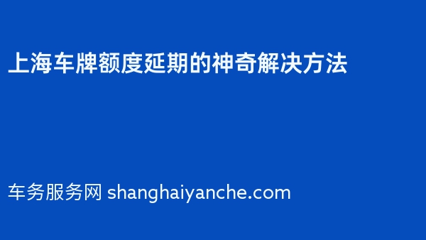 上海车牌额度延期的神奇解决方法