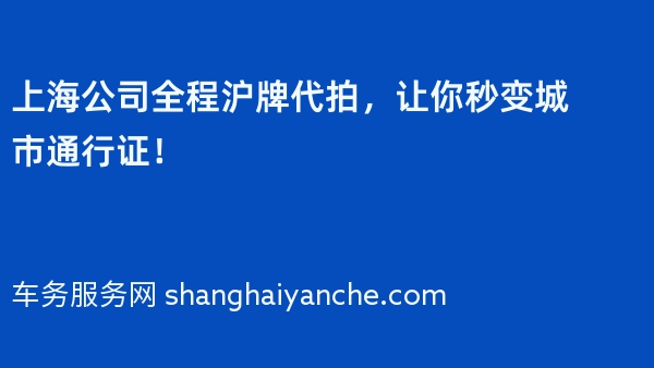 上海公司全程沪牌代拍，让你秒变城市通行证！