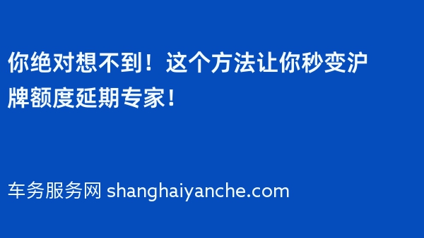 你绝对想不到！这个方法让你秒变沪牌额度延期专家！