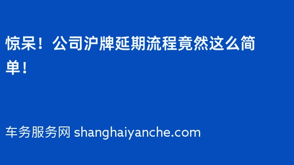 惊呆！公司沪牌延期流程竟然这么简单！