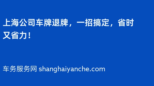 上海公司车牌退牌，一招搞定，省时又省力！